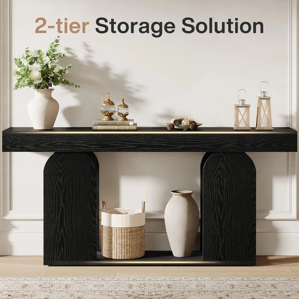 Long Farmhouse Console Table in Rustic Style  Wooden Bazar