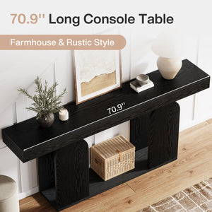 Long Farmhouse Console Table in Rustic Style  Wooden Bazar