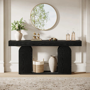 Long Farmhouse Console Table in Rustic Style  Wooden Bazar