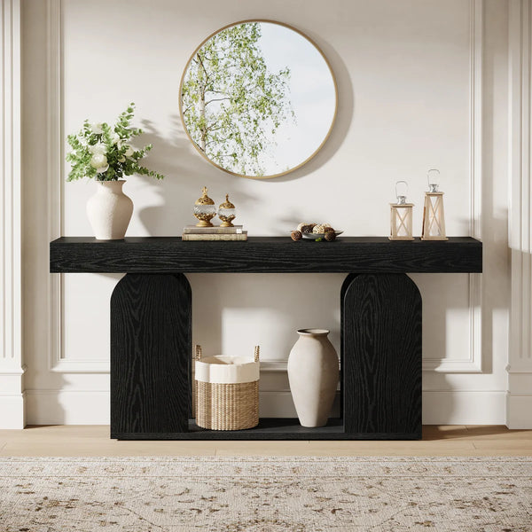Long Farmhouse Console Table in Rustic Style  Wooden Bazar