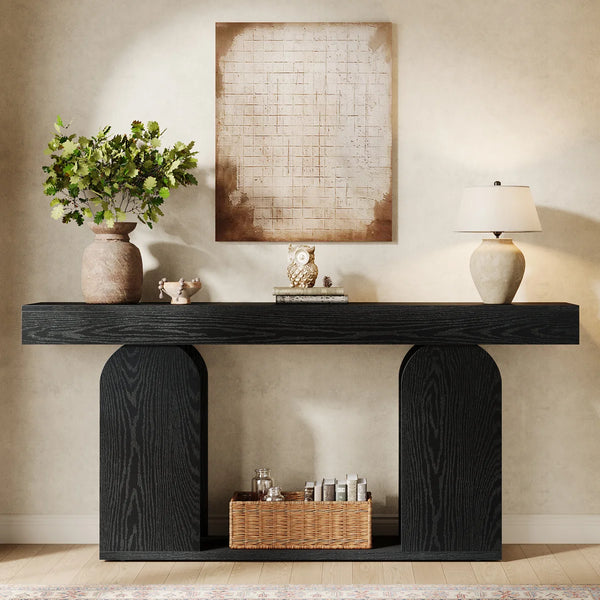 Long Farmhouse Console Table in Rustic Style  Wooden Bazar