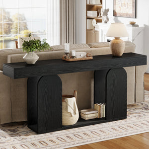 Long Farmhouse Console Table in Rustic Style  Wooden Bazar