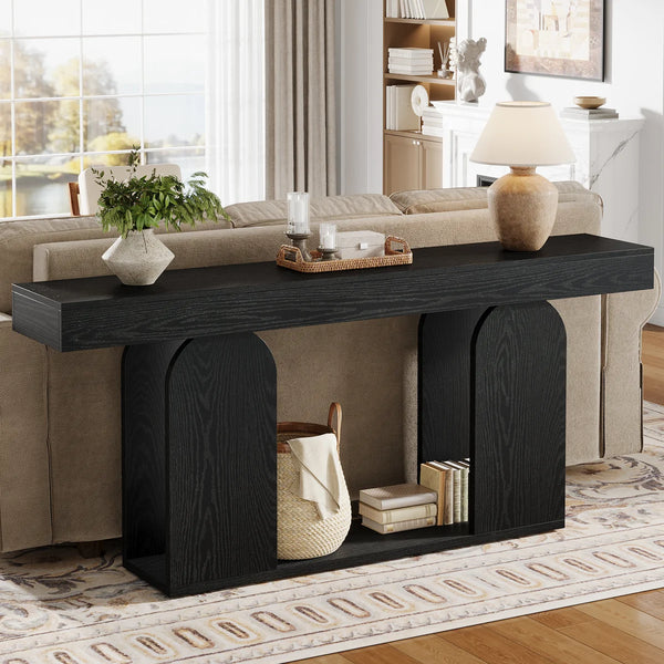 Long Farmhouse Console Table in Rustic Style  Wooden Bazar