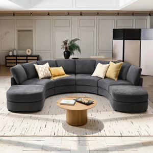 Modern Modular Curved Sectional Sofa with Two Ottomans