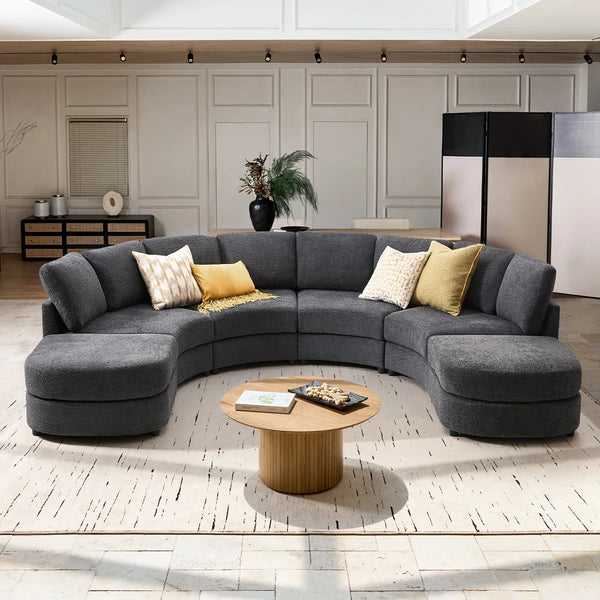 Modern Modular Curved Sectional Sofa with Two Ottomans