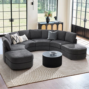 Modern Modular Curved Sectional Sofa with Two Ottomans