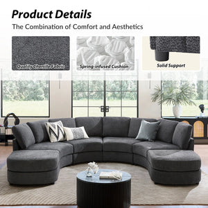 Modern Modular Curved Sectional Sofa with Two Ottomans