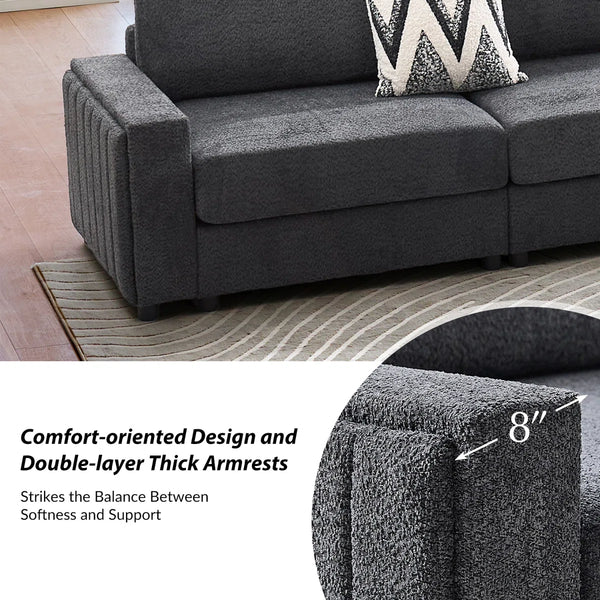 Modern Modular Curved Sectional Sofa with Two Ottomans