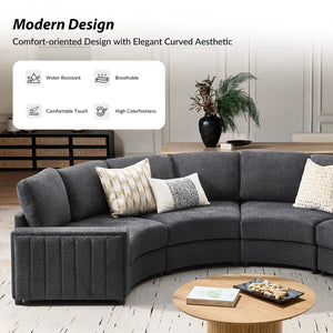 Modern Modular Curved Sectional Sofa with Two Ottomans