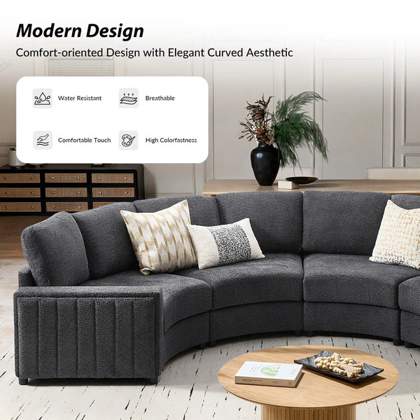 Modern Modular Curved Sectional Sofa with Two Ottomans