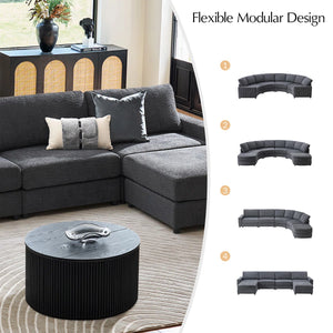 Modern Modular Curved Sectional Sofa with Two Ottomans
