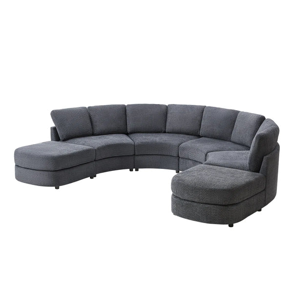 Modern Modular Curved Sectional Sofa with Two Ottomans