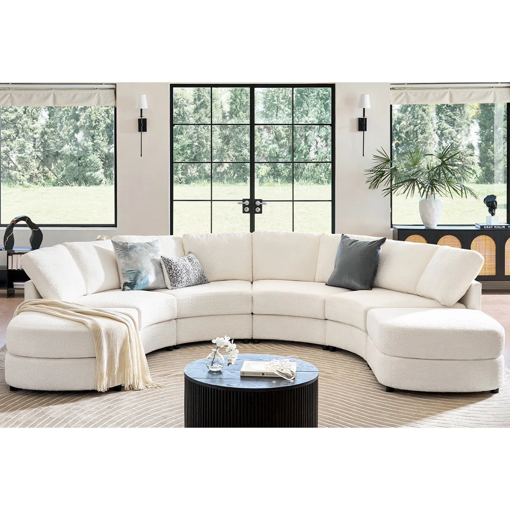 Modern Modular Curved Sectional Sofa with Two Ottomans