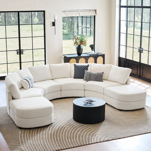 Modern Modular Curved Sectional Sofa with Two Ottomans