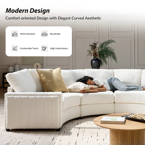 Modern Modular Curved Sectional Sofa with Two Ottomans