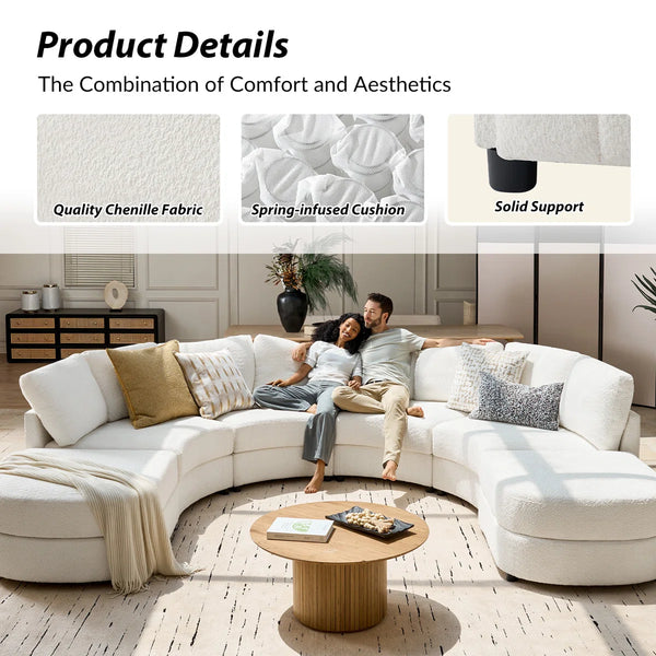 Modern Modular Curved Sectional Sofa with Two Ottomans