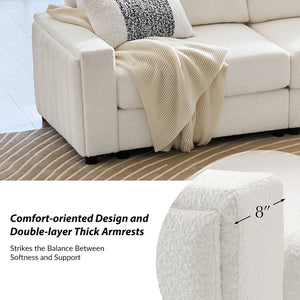 Modern Modular Curved Sectional Sofa with Two Ottomans