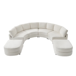 Modern Modular Curved Sectional Sofa with Two Ottomans