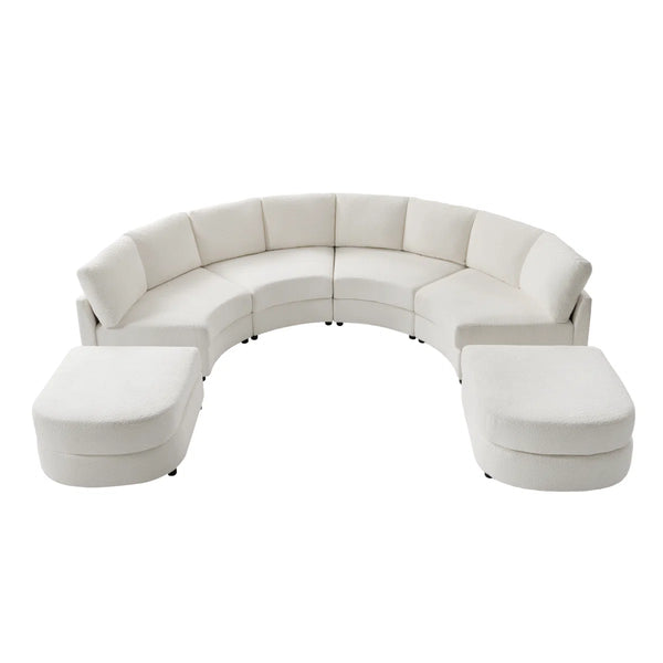 Modern Modular Curved Sectional Sofa with Two Ottomans