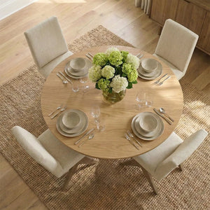 Dining Table Sets With 52'' Round Table & 4 Upholstered Solid Wood Chairs