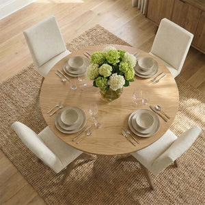 Dining Table Sets With 52'' Round Table & 4 Upholstered Solid Wood Chairs