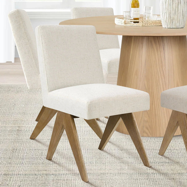 Dining Table Sets With 52'' Round Table & 4 Upholstered Solid Wood Chairs