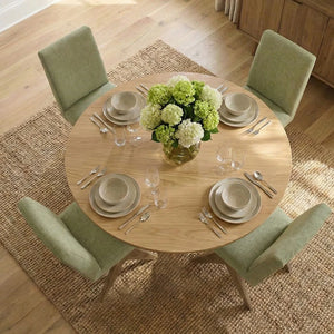 Dining Table Sets With 52'' Round Table & 4 Upholstered Solid Wood Chairs