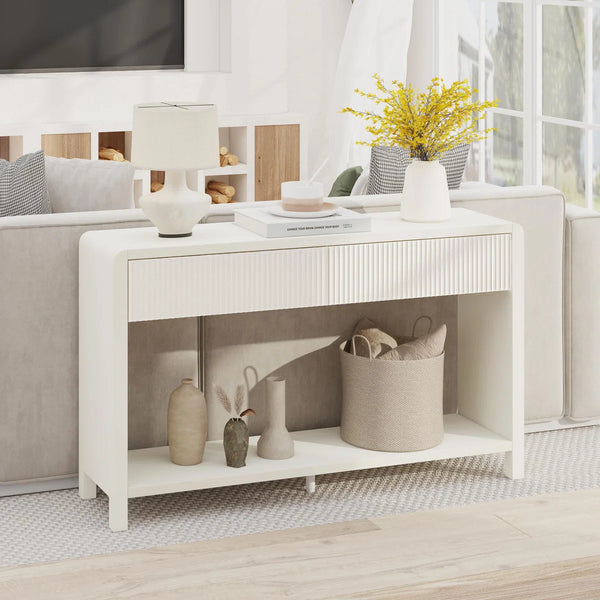Guinna 2-Drawer Wood Console Table  Wooden Bazar