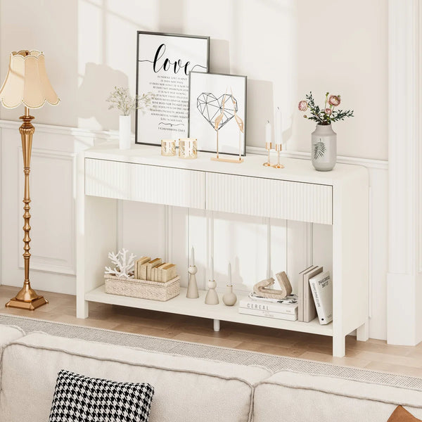 Guinna 2-Drawer Wood Console Table  Wooden Bazar