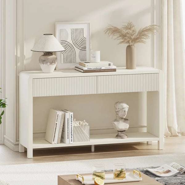 Guinna 2-Drawer Wood Console Table  Wooden Bazar