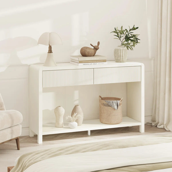 Guinna 2-Drawer Wood Console Table  Wooden Bazar