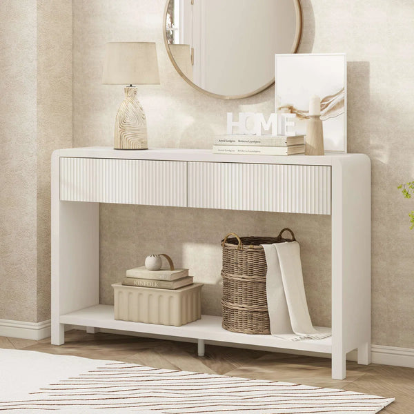 Guinna 2-Drawer Wood Console Table  Wooden Bazar