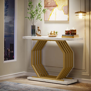 Gold Console Table for Entryway, Hallway & Living Room – Modern Luxury Accent Table  Wooden Bazar
