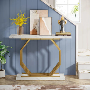 Gold Console Table for Entryway, Hallway & Living Room – Modern Luxury Accent Table  Wooden Bazar