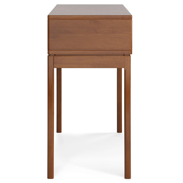 Solid Wood Mid-Century Modern Sofa Table with 3 Drawers and Tapered Legs  Wooden Bazar