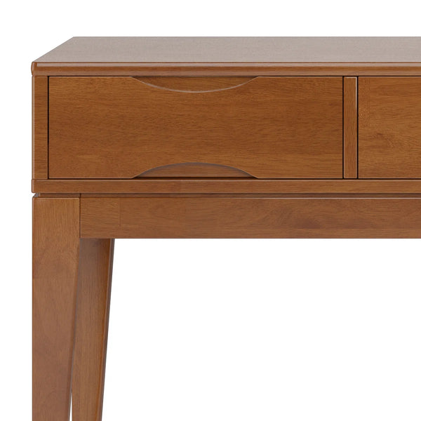 Solid Wood Mid-Century Modern Sofa Table with 3 Drawers and Tapered Legs  Wooden Bazar