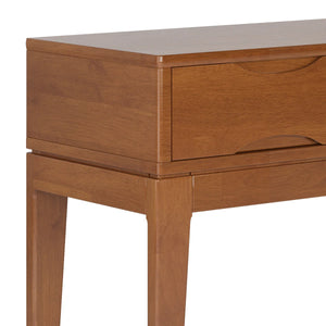 Solid Wood Mid-Century Modern Sofa Table with 3 Drawers and Tapered Legs  Wooden Bazar