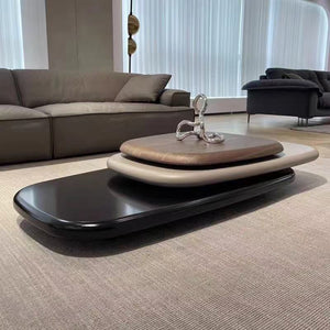 Jumperg Modern Layered Coffee Table with Wooden Top & Contemporary Base