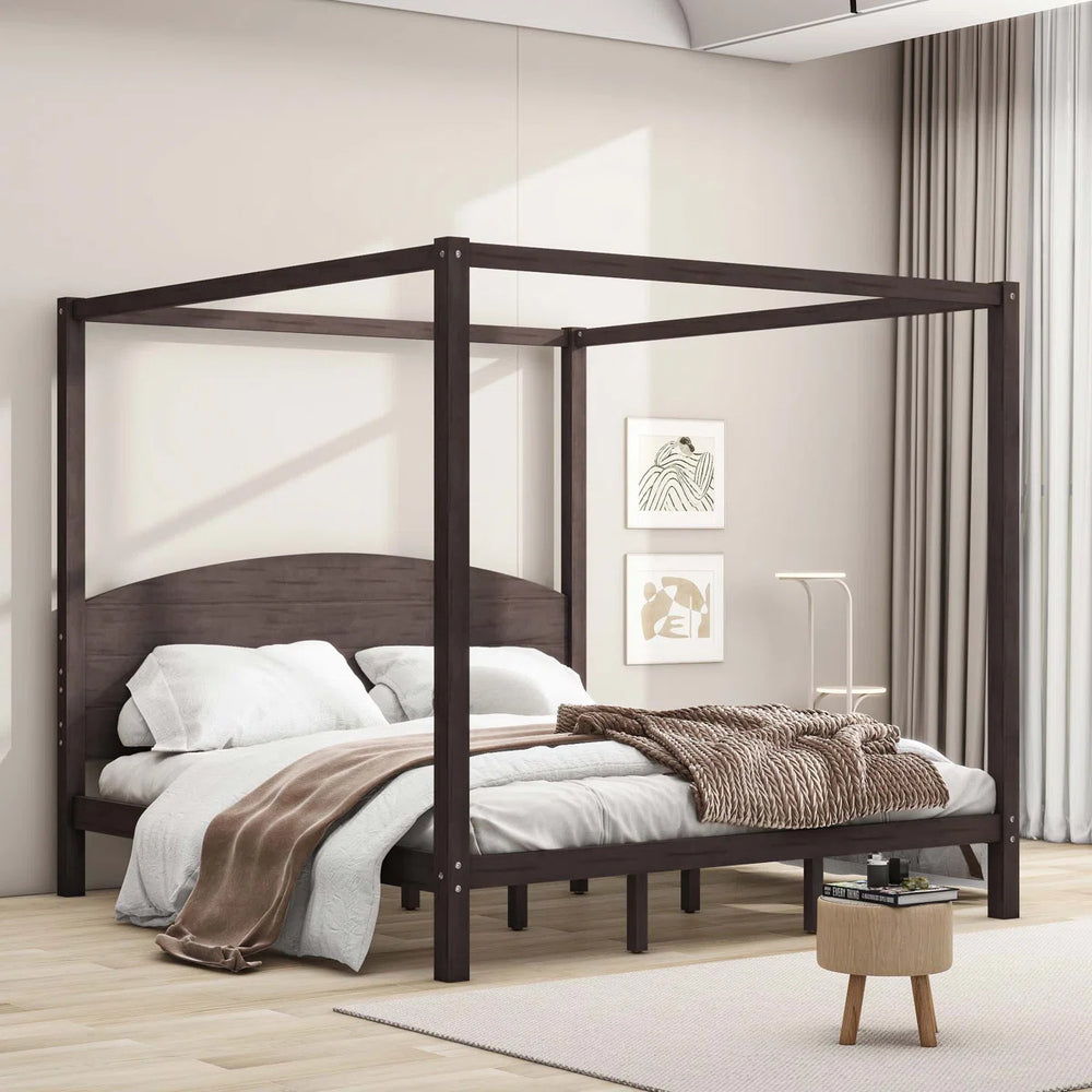 Kevilox Modern Canopy Bed - Wooden Bazar