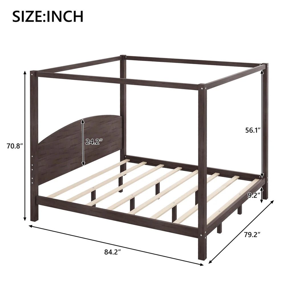 Kevilox Modern Canopy Bed - Wooden Bazar