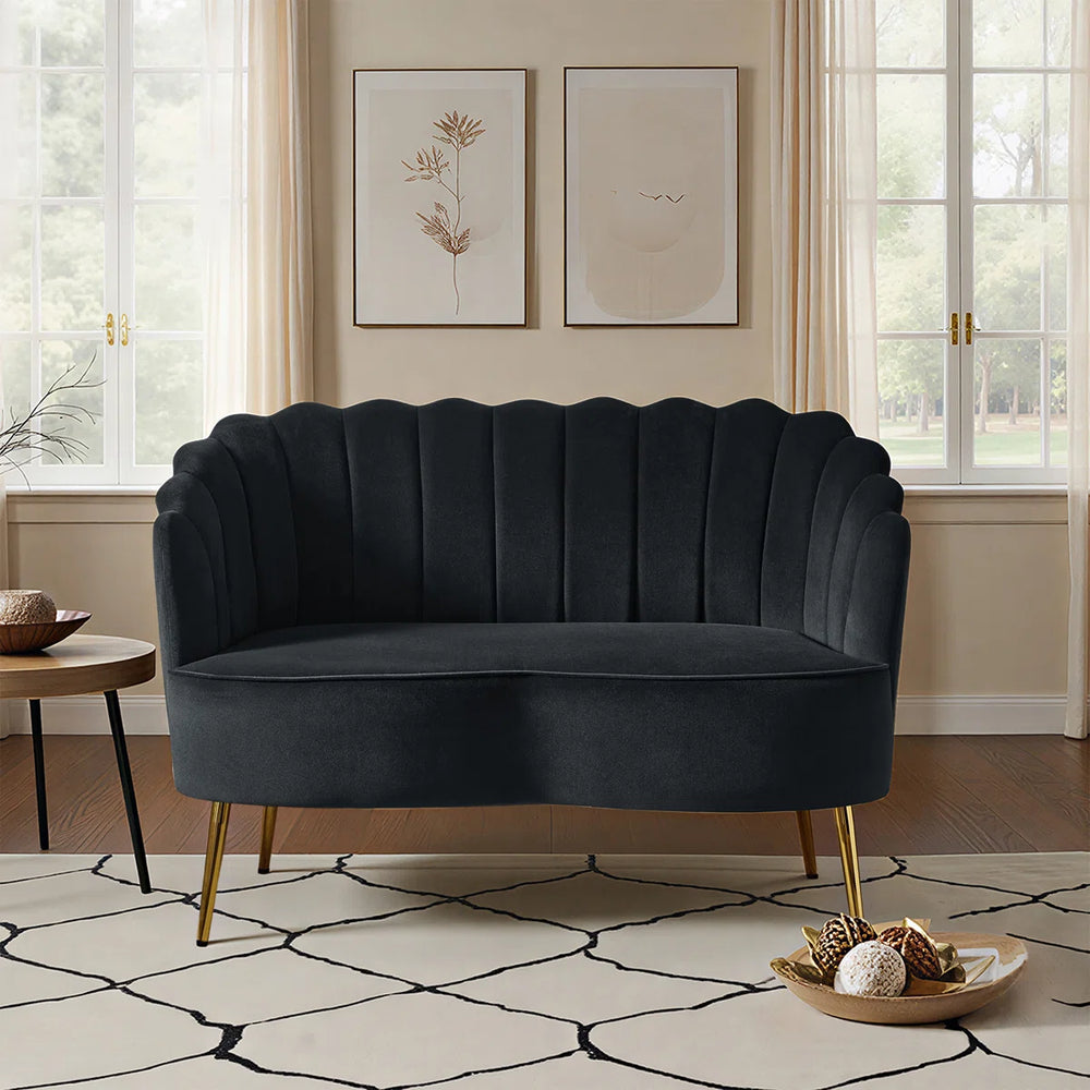 Velvet Loveseat Wooden Bazar
