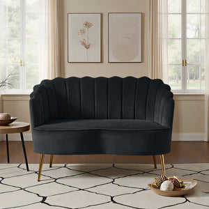 Velvet Loveseat Wooden Bazar