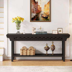 Solid Wood Long Console Table for Entryway, Hallway & Living Room – Rustic Accent Table  Wooden Bazar
