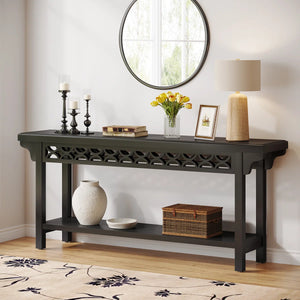Solid Wood Long Console Table for Entryway, Hallway & Living Room – Rustic Accent Table  Wooden Bazar