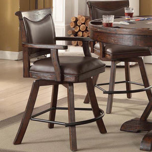Houts Swivel Upholstered Counter Stool with Solid Wood Frame  Wooden Bazar