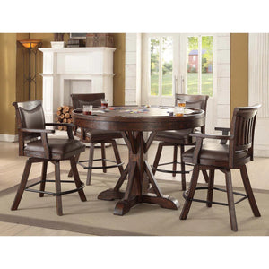 Houts Swivel Upholstered Counter Stool with Solid Wood Frame  Wooden Bazar