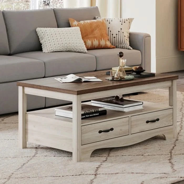 Hulettc Coffee And Center Table With Storage Brown/White