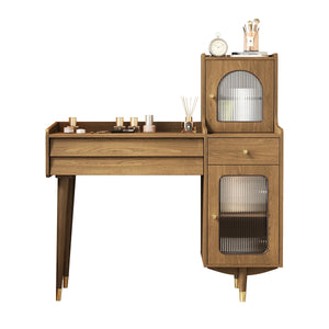 Hyers Solid Wood Leg Vanity with Glass Door Cabinet  Wooden Bazar