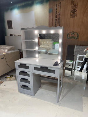 Ravan Makeup Vanity Dressing Table with 3 Lighting Colors Mirror and Stool