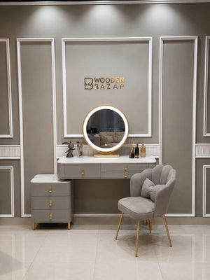 Sedanur Vanity Dressing Table With Chair Wooden Bazar